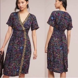 Anthropologie Maeve floral leopard dress